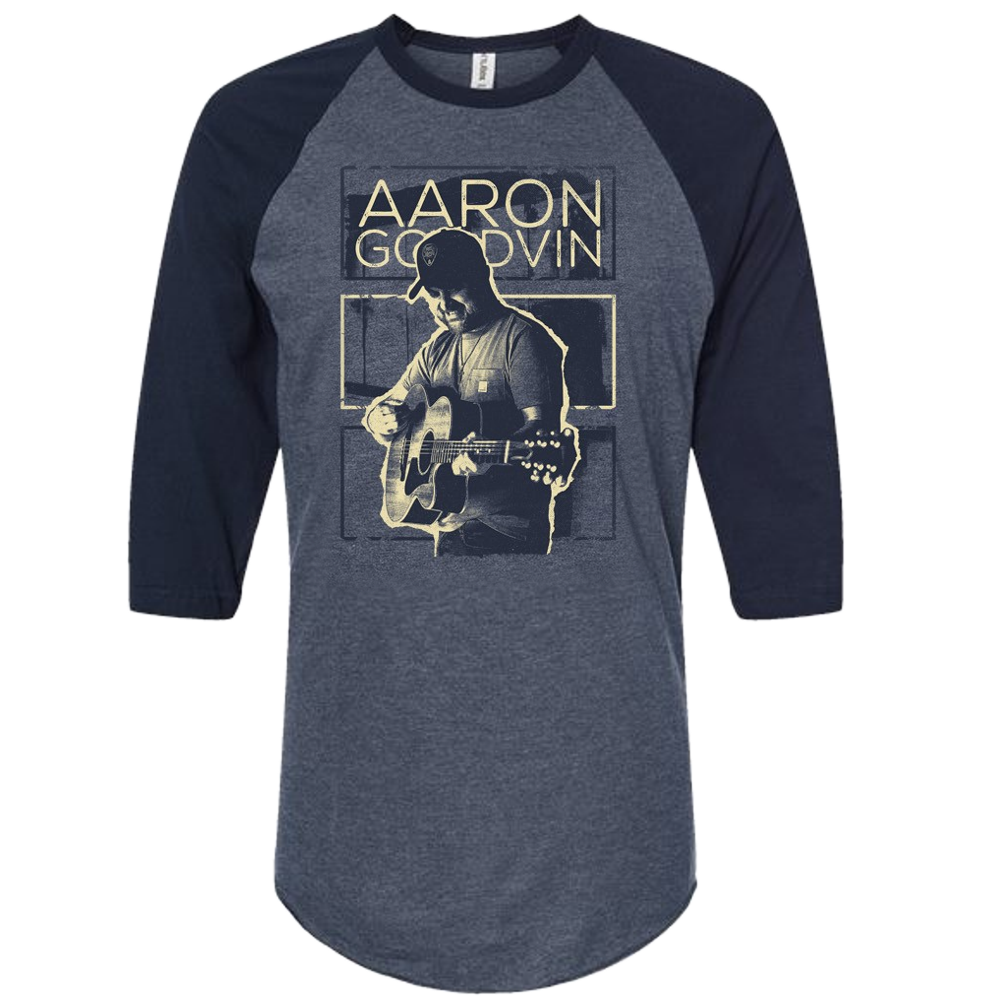 Aaron Goodvin Heather Denim and Navy Raglan