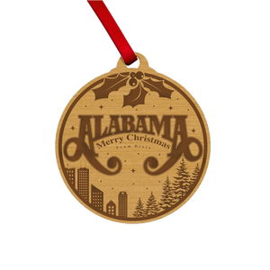 Alabama Wooden Christmas Ornament