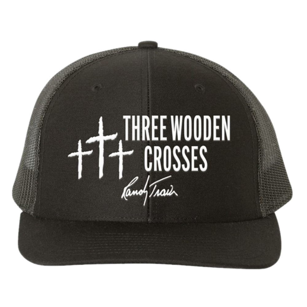 Randy Travis Three Wooden Crosses Black Ballcap